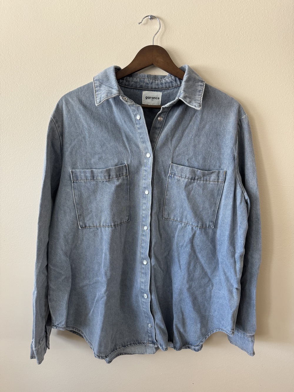 Garance blue Denim Long-sleeve Button-down, Cotton